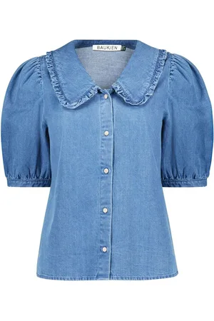 Baukjen Blue 100% Cotton Dani Organic Denim Collar Blouse40