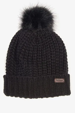 Barbour Saltburn Cable Knit Pom Beanie Logo HatJeden