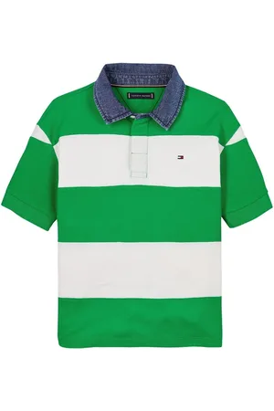 Tommy Hilfiger Collar Stripe Short Sleeve 100% Cotton Polo Shirt122128 cm