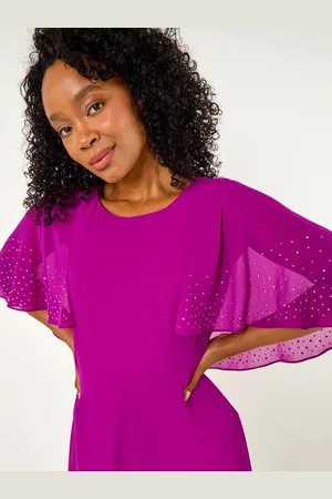 Roman Petite Hotfix Embellished Back Cape Dress38