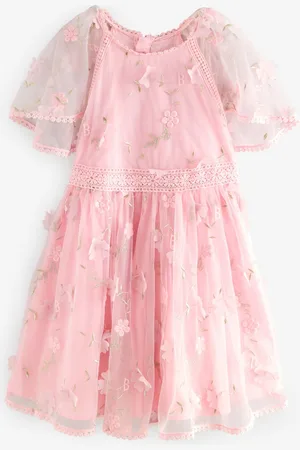 Ted Baker Pink 3D Scattered Floral Print Angel Sleeve Dress128134 cm