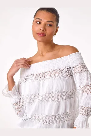 Roman Lace Insert Frill Bardot TopEU 40 (UK 12)