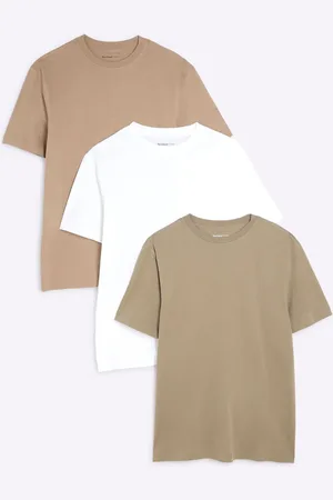 River Island Slim Fit 100% Cotton T-Shirts 3 PackXL