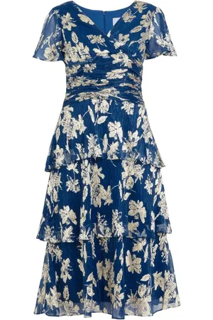 Gina Bacconi Simone Foil Printed Tiered Dress42