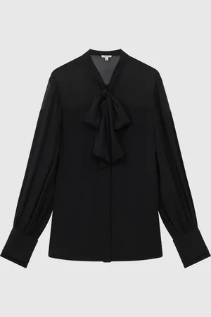 Reiss Arina Tie Neck Semi-Sheer Blouse36
