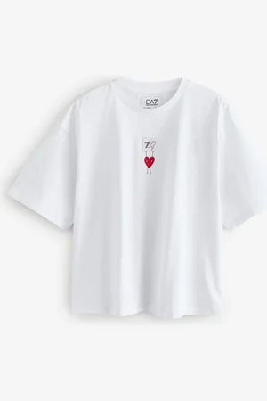 EA7 Emporio Armani Logo Label Textured 100% Cotton White T-ShirtX-Large