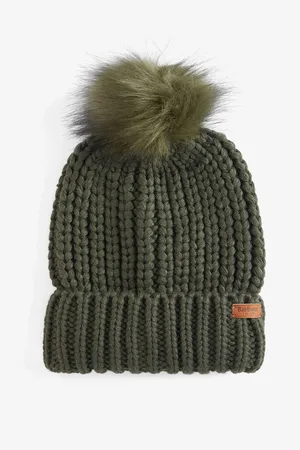 Barbour Saltburn Cable Knit Pom Beanie Logo HatJeden