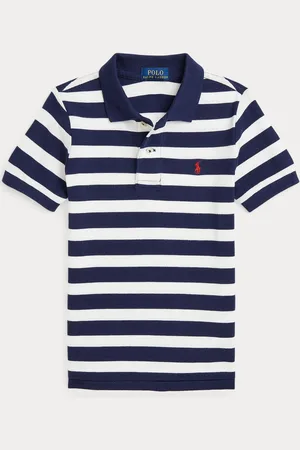 Ralph Lauren Boys Striped Pique Blue/White 100% Cotton Polo Shirt1.5 lat