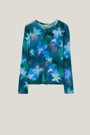 Jigsaw Floral Print Mist Long Sleeve T-ShirtS