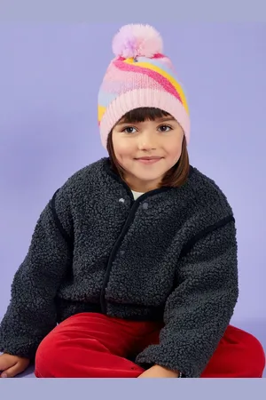 Accessorize Dziewczęca czapka beanie ze wzorem w paski i puszystym pomponem7
