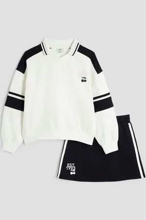 River Island Girls Collar 100% Cotton Sweat and Skirt Set134140 cm