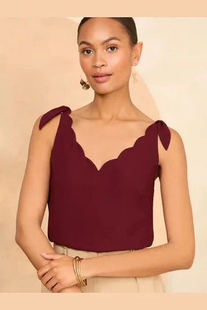 Love & Roses V Neck Scallop Detail Tie Shoulder Vest42