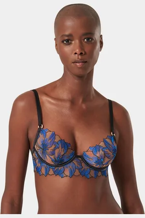 BlueBella Blue Lyandra Plunge Underwired Floral Embroidery Longline Bra75DD