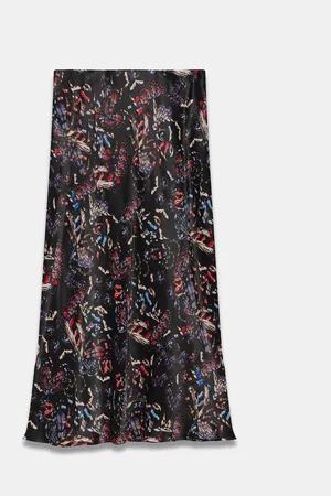 mint&berry Abstract Print Satin Midi SkirtS