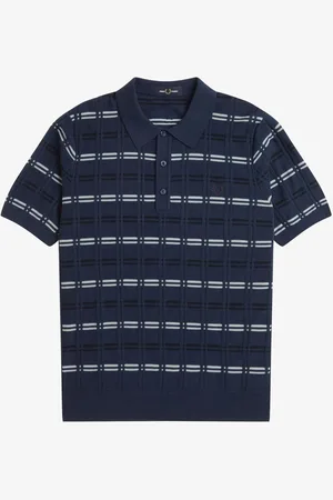 Fred Perry Striped Rib Knitted Polo shirt2X-L