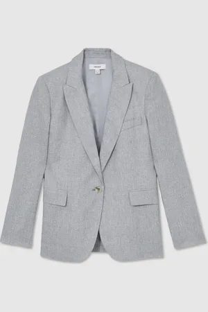 Reiss Willow Linen-Blend Single-Breasted Blazer36