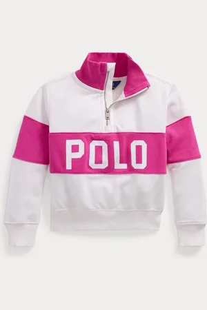 Ralph Lauren Girls Pink Logo French Terry Quarter-Zip Pullover Sweatshirt1.5 lat