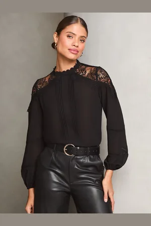Lipsy London Lace Detail High Neck Blouse44