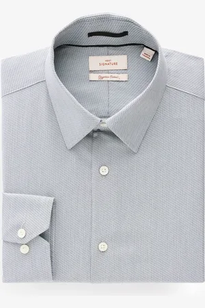 Next Textured Signature 100% Egyptian Cotton Long Sleeve Single Cuff Shirt37cm R (UK 14.5 R)