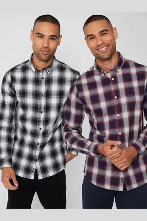 Threadbare Flannel Long Sleeve Check 100% Cotton Shirts 2 PackXXL