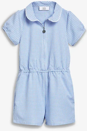 Next Kombinezon szkolny w kratkę Gingham z zamkiem z przodu i dużą zawartością bawełny (3-14 lat)7 lat (122 cm)