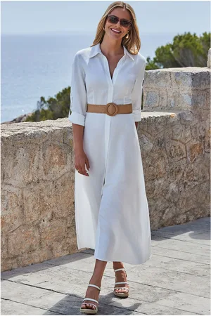 Sosandar Linen Midi Shirt Dress36