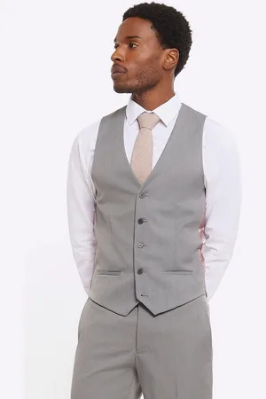 River Island Plain 100% Cotton Suit Waistcoat42