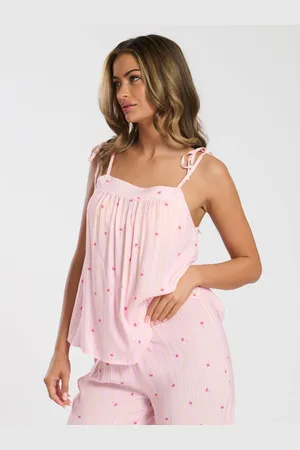 Loungeable Striped Palm Tie Shoulder Cami and TrousersXL