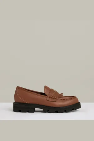 Reiss Lianna Leather Fringed Chunky Penny LoafersEU 38 (UK 5)