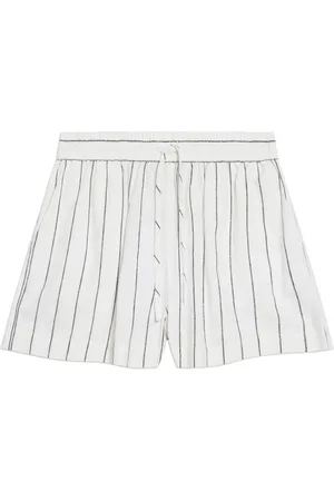 Albaray Wide Stripe Linen White Shorts38