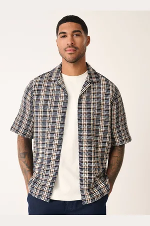 Next Textured Check Short Sleeve 100% Cotton ShirtL