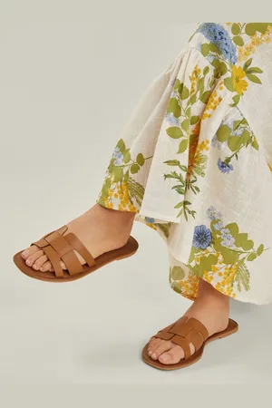 Accessorize Wide Fit Leather Geometric Slide Sandalseu39