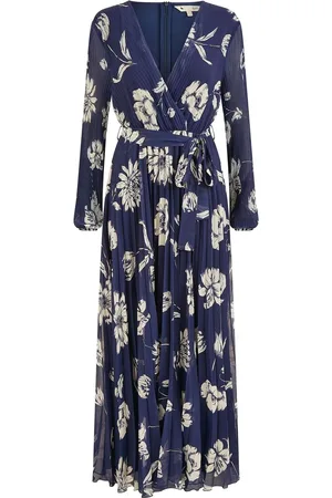 Yumi Floral Print Pleated Wrap Long Sleeve Dress40