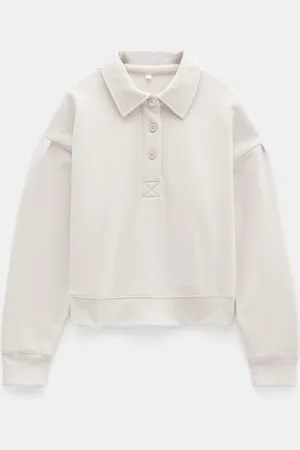 Hush Puppies 100% Cotton Cropped Polo SweatshirtL