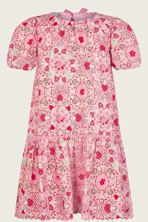 Monsoon Heart Print Puff Sleeve Dress104110 cm