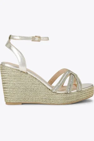 Kurt Geiger Gold Regard Wedge Sandalseu38