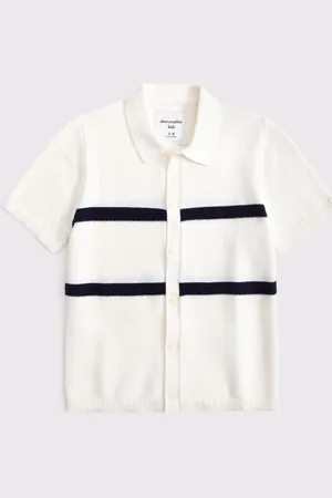 Abercrombie & Fitch Knitted Button Through White Polo Shirt158164 cm