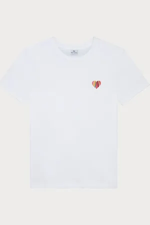 Paul Smith 100% Organic Cotton Heart Graphic White T-ShirtS