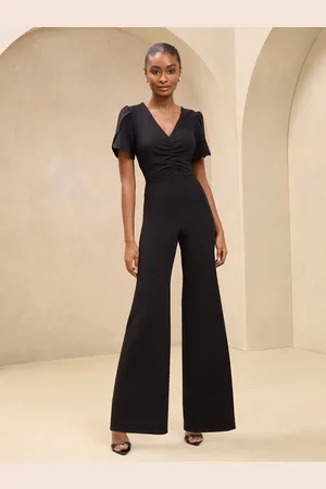 Lipsy London Short Sleeve Ruched Front V-Neck Jumpsuit38