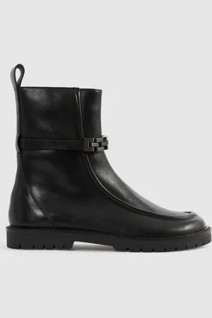 Reiss Safia Leather Chain-Strap Ankle BootsEU 34 (UK 3)