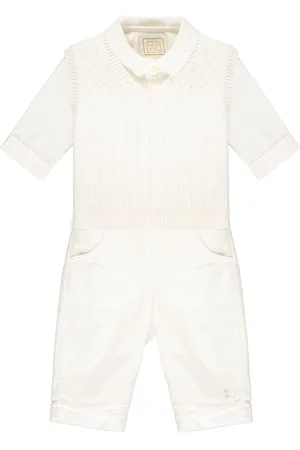 Emile et Rose 3-częściowy zestaw w kolorze kremowym, wykonany w 100% z bawełny: koszulka bez rękawów, spodnie i koszula9 Months (74cm)