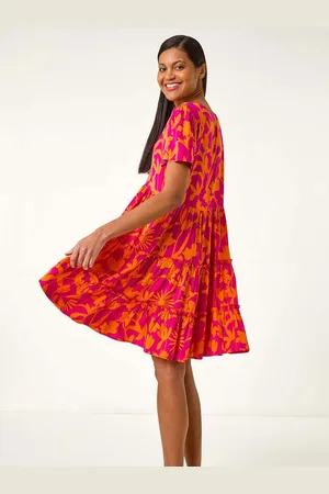 Roman Shadow Floral Tiered Smock Dress40