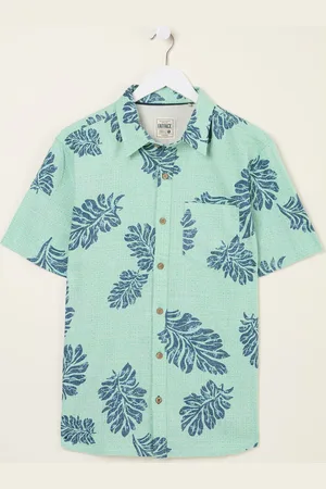Fat Face FatFace Short Sleeve Banana Leaf Print 100% Cotton ShirtX-Small Regular