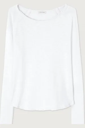 American Vintage 100% Cotton Boat Neck Long Sleeve T-ShirtS