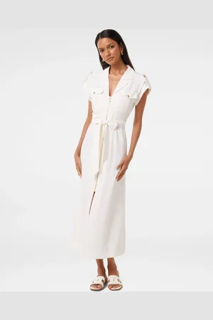 Forever New Alison Petite Zip Utility Midi Dress Contains Linen40