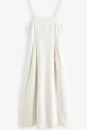 Threadbare Linen Blend Square Neck Midi Dress42