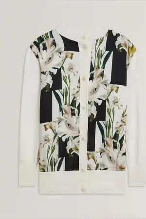 Ted Baker Belviaa Printed Woven Front Cardigan38