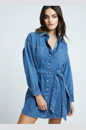 River Island Mini Belted Denim 100% Cotton Shirt Dress44