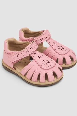 JoJo Maman Bébé Skórzane sandały Pretty z zakrytymi palcamiEU 21 (UK 4)