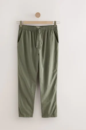 Next Linen Cotton Elasticated Waist Drawstring Trousers30 R